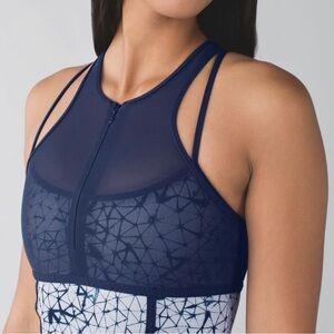 Lululemon Athletica Navy Geometric Sports Top Xs-S